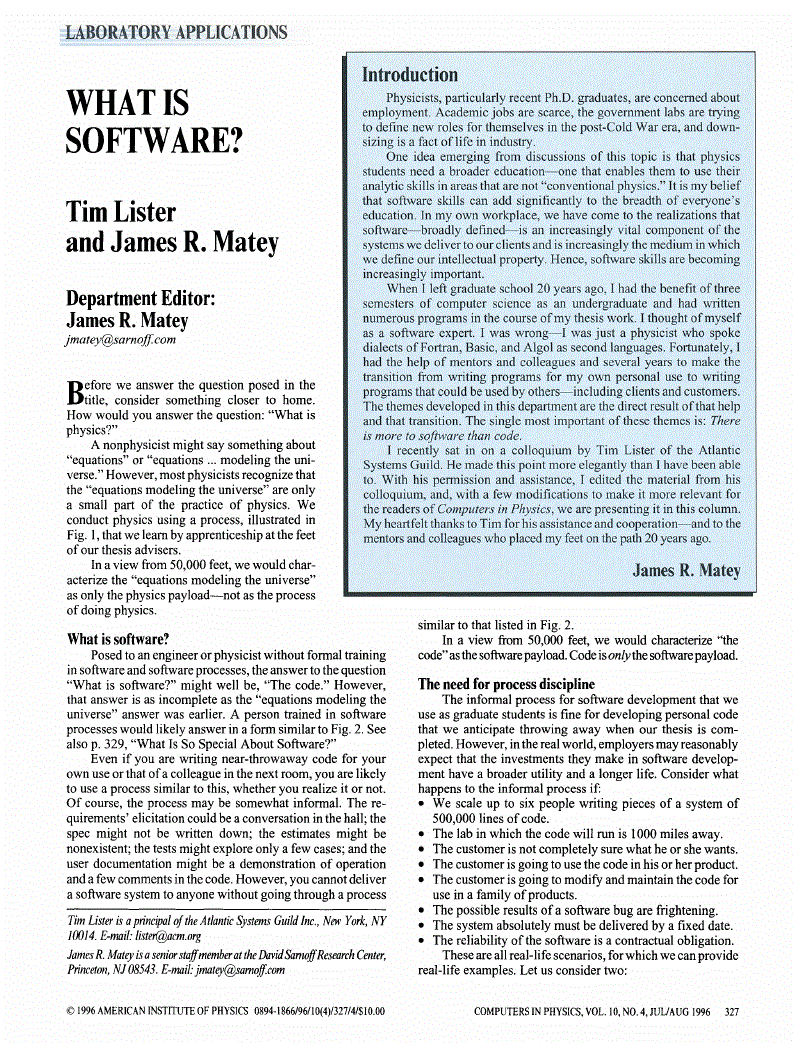 First page of What is Software?