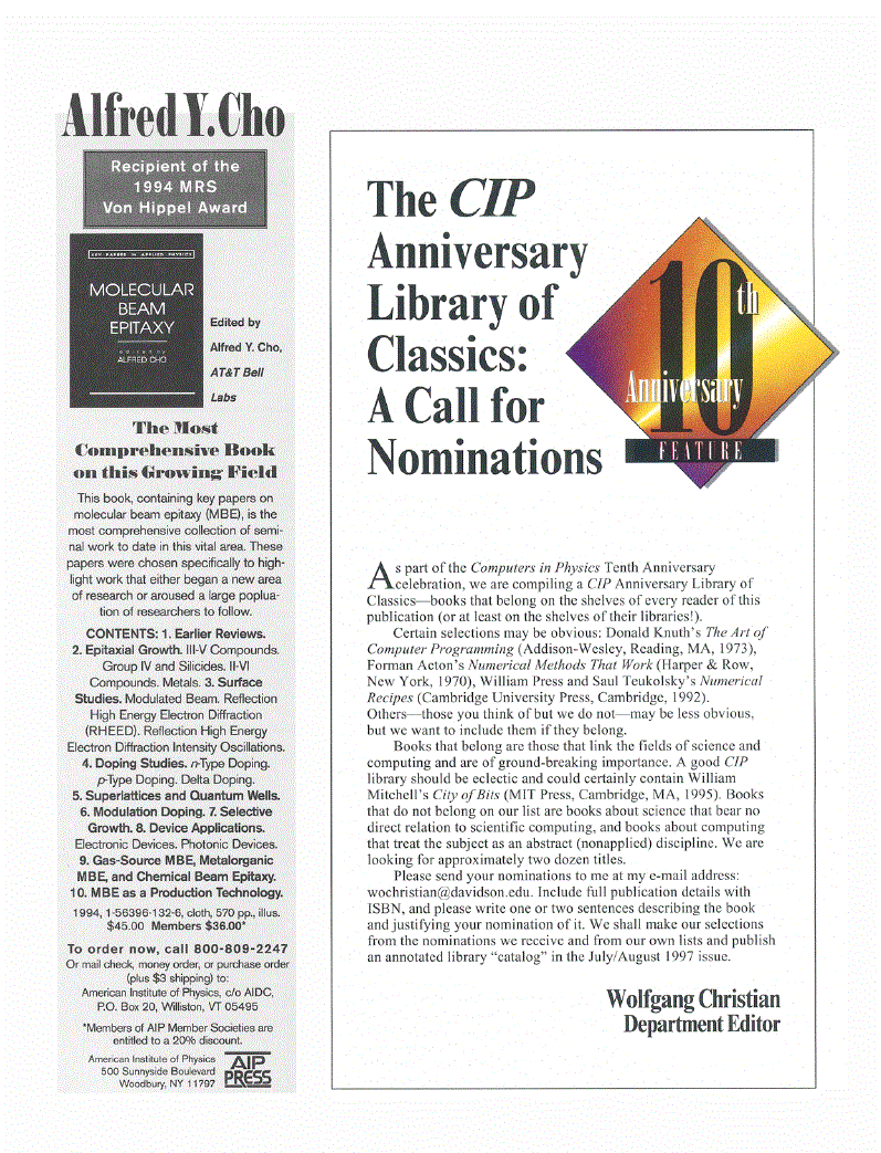 The CIP Anniversary Library of Classics: A Call for Nominations ...