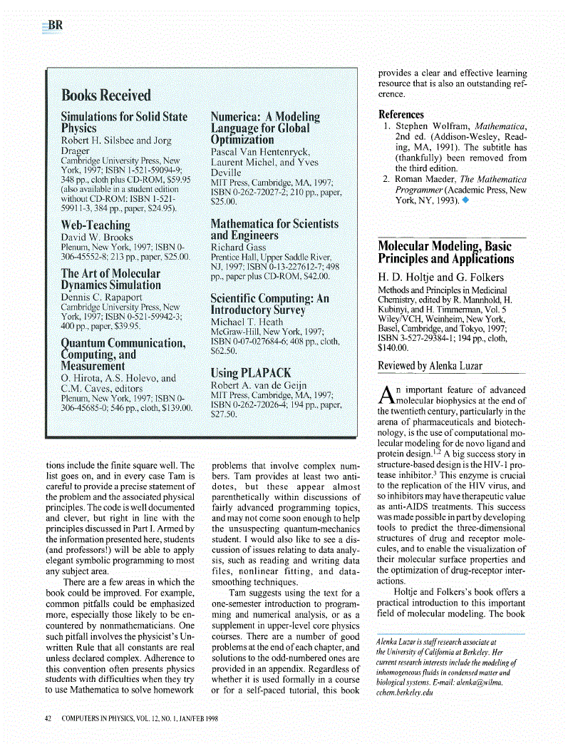 First page of <italic>Molecular Modeling, Basic Principles and Applications</italic>