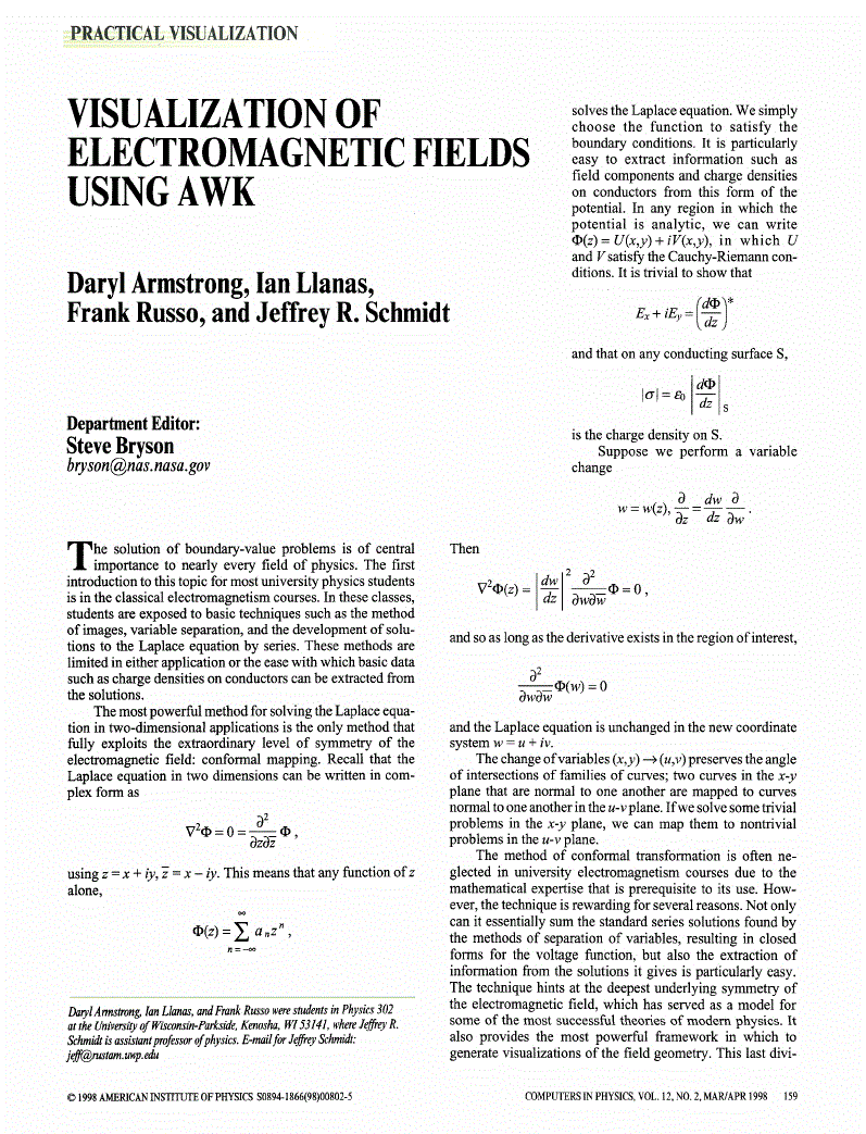 First page of Visualization of electromagnetic fields using Awk