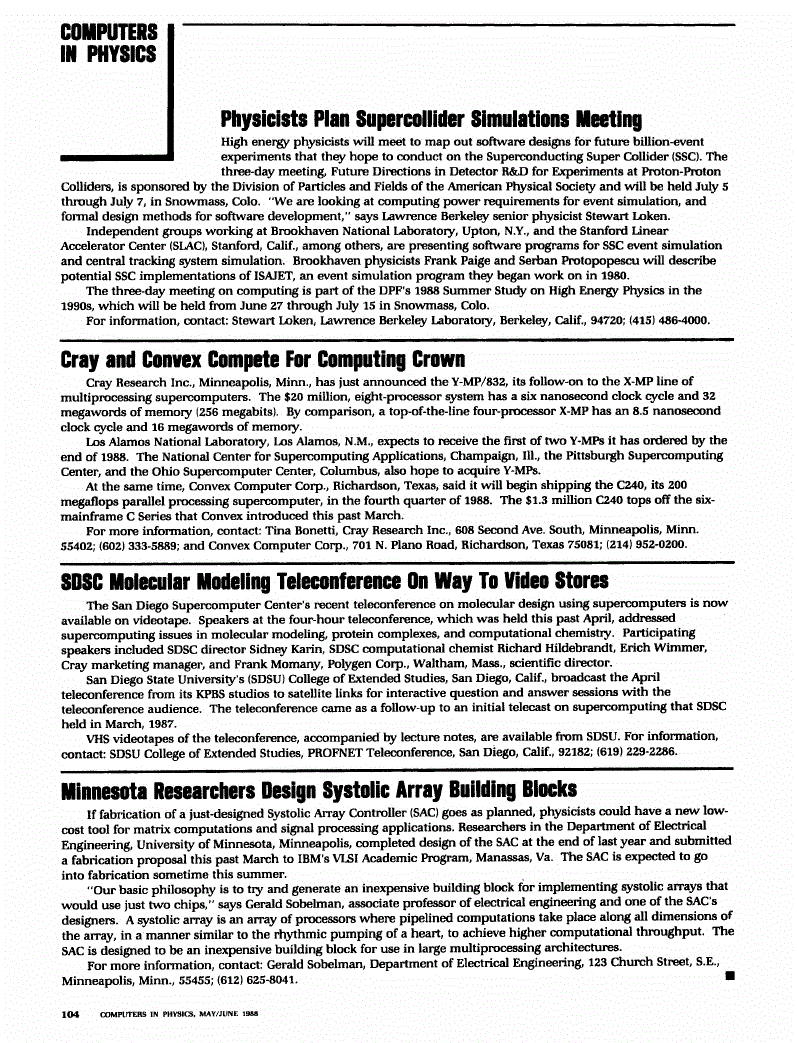 First page of SDSC Molecular Modeling Teleconference On Way To Video Stores