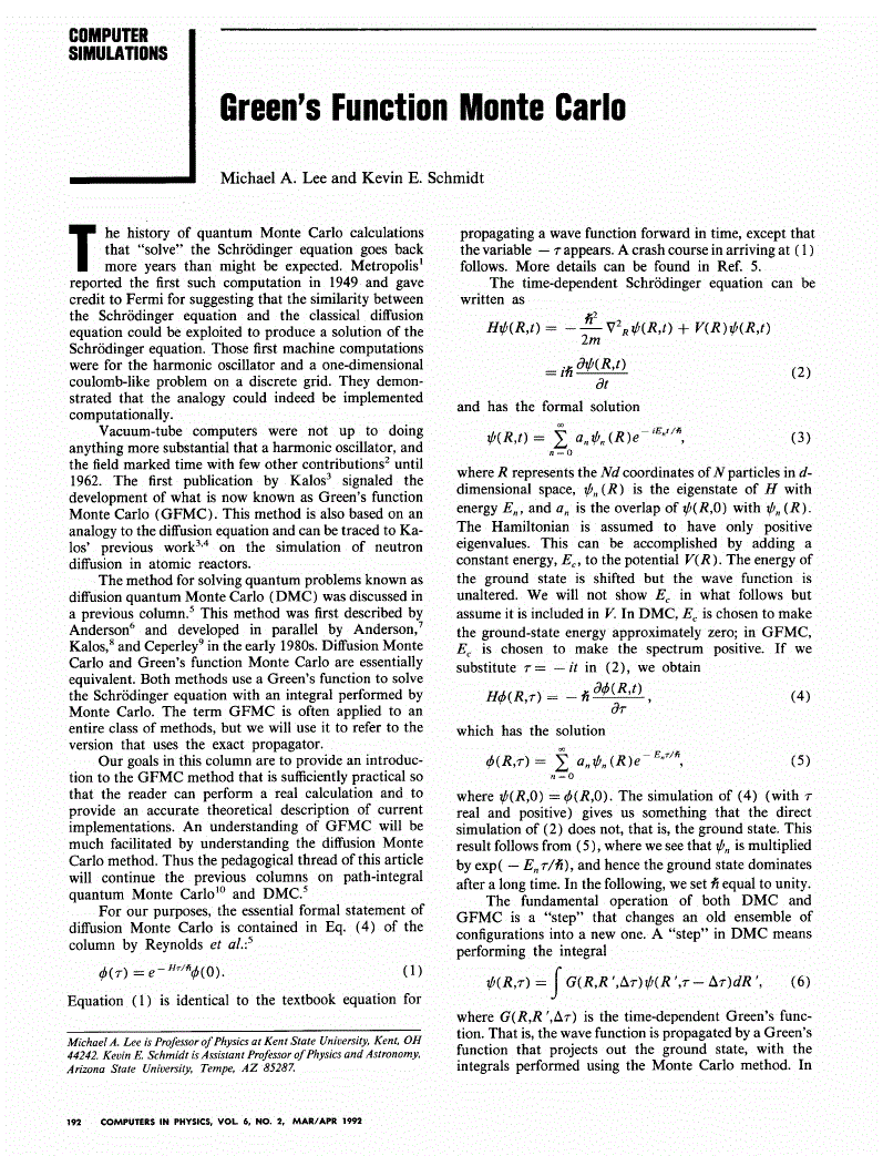 First page of Green's Function Monte Carlo
