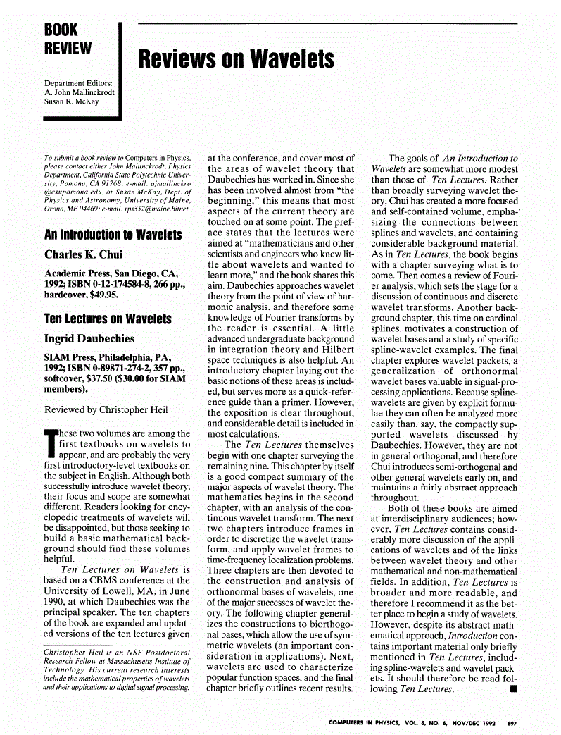 First page of An Introduction to Wavelets