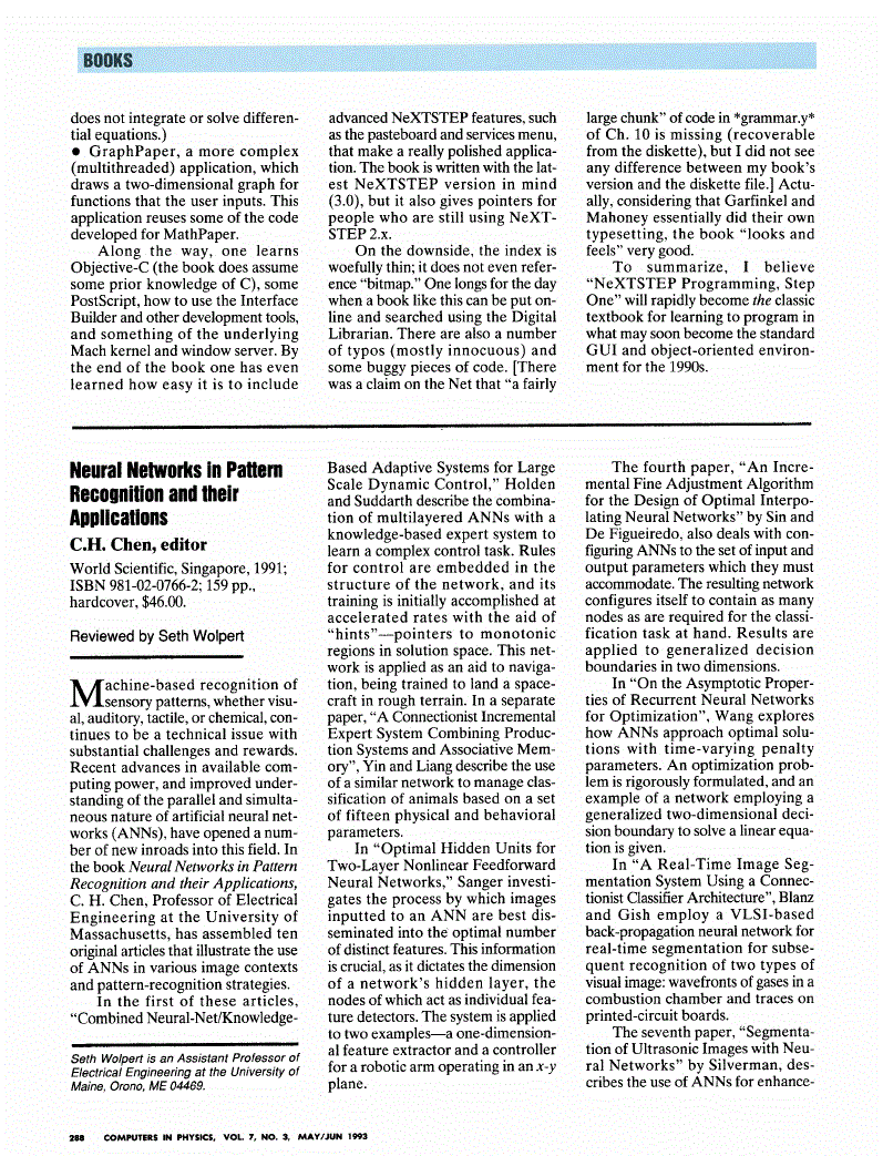 First page of Neural Networks in Pattern Recognition and their Applications