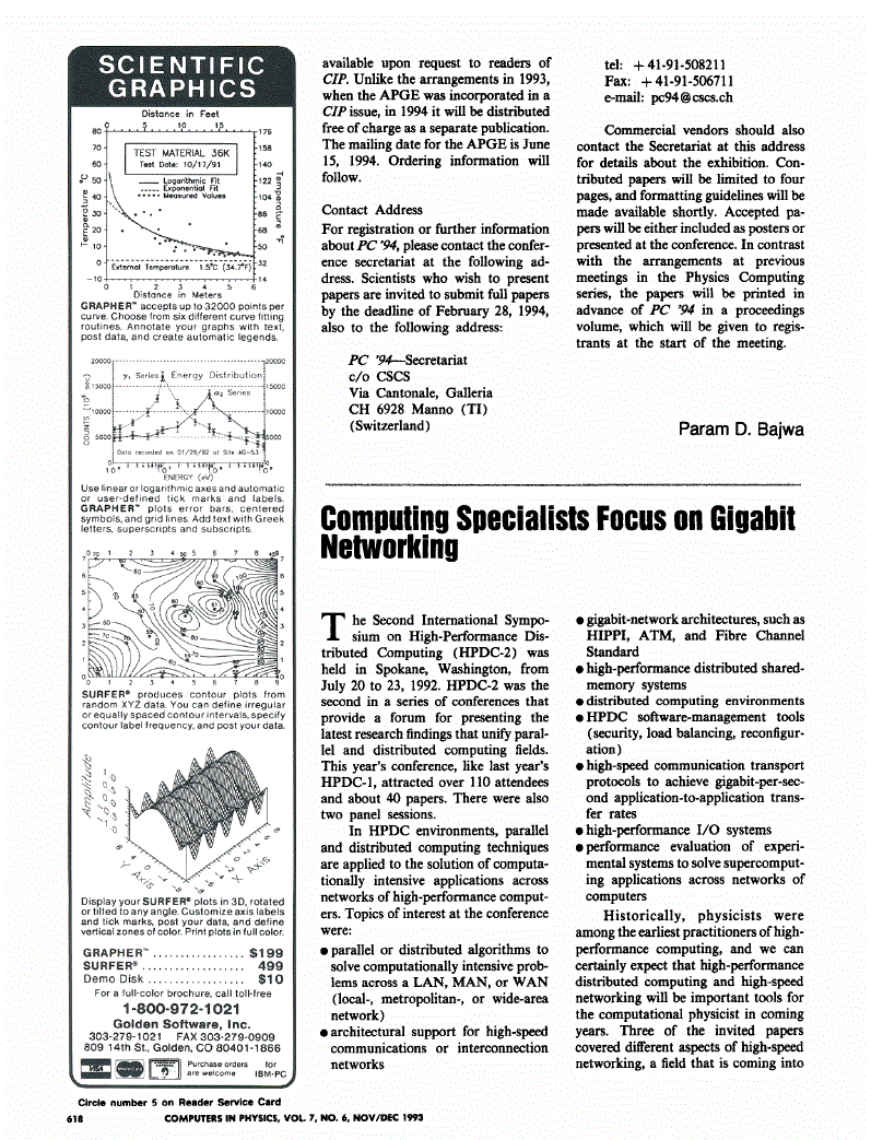 First page of Computing Specialists Focus on Gigabit Networking