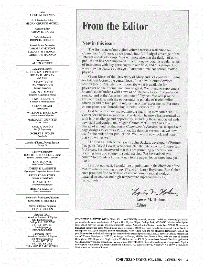 First page of New in this issue