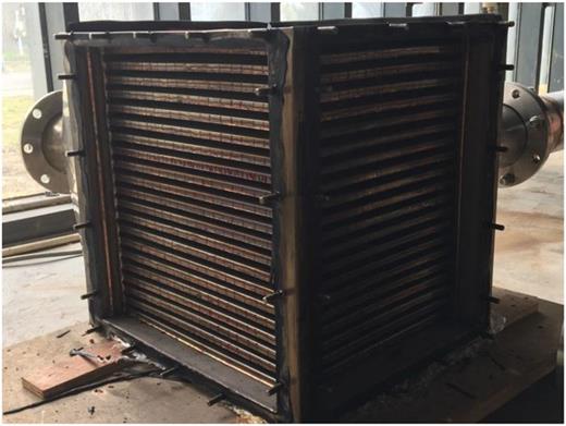 Structure of the core of a plate heat exchanger.