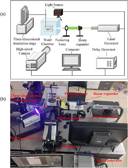 (a) Schematic and (b) photograph of experimental system.
