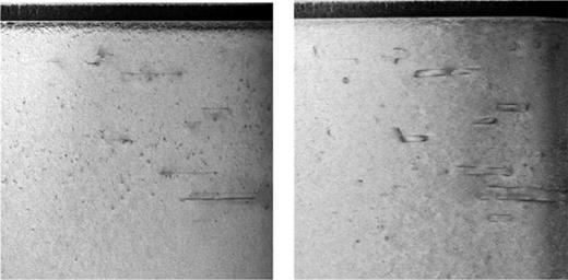 Cross-sectional bright-field STEM images for the sample annealed at 1000 °C for 30 min followed by annealing at 1300 °C for 10 min with diffraction vector (a)    g  =   ⟨ 0002 ⟩ and (b)    g =  ⟨  11   2 ¯ 0 ⟩. PID formation and density are comparable to the sample only annealed at 1300 °C as in Fig. 2(a).