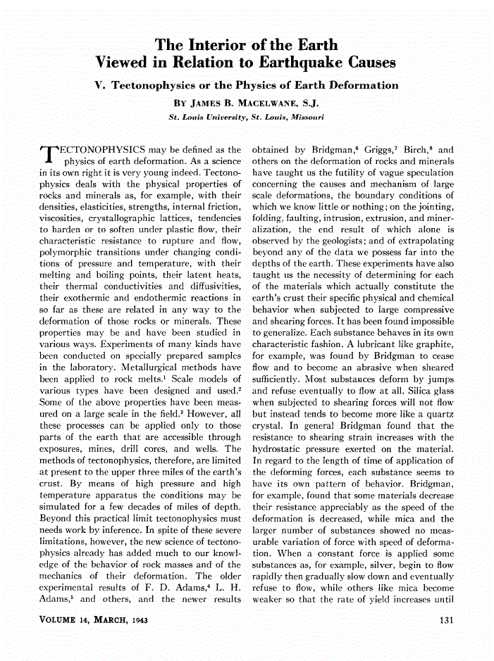 Tectonophysics or the Physics of Earth Deformation Journal of Applied