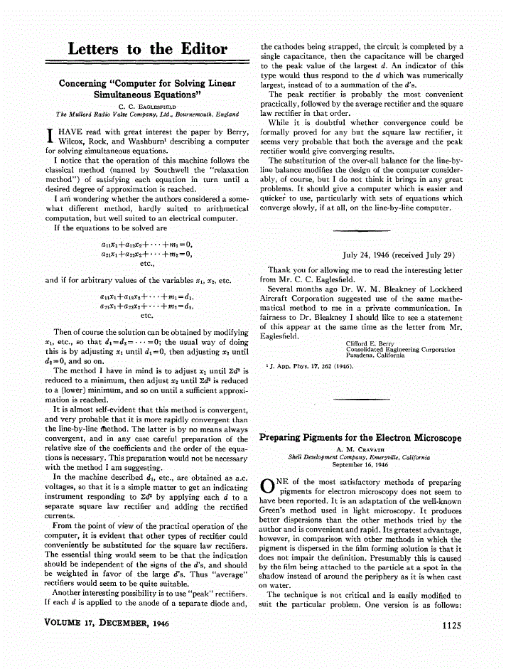 First page of Concerning ``Computer for Solving Linear Simultaneous Equations''