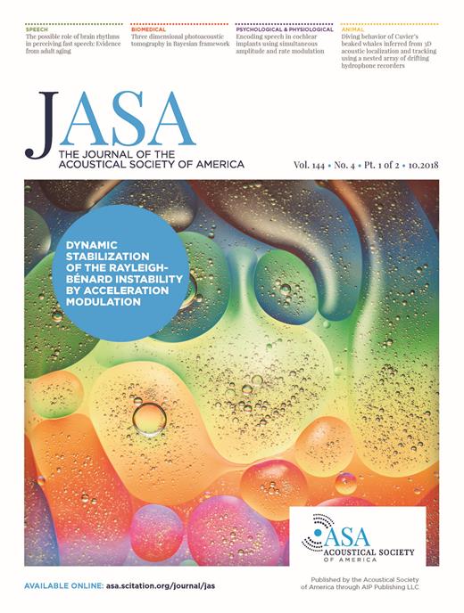 The Journal of the Acoustical Society of America Cover Image for Volume 144, Issue 4