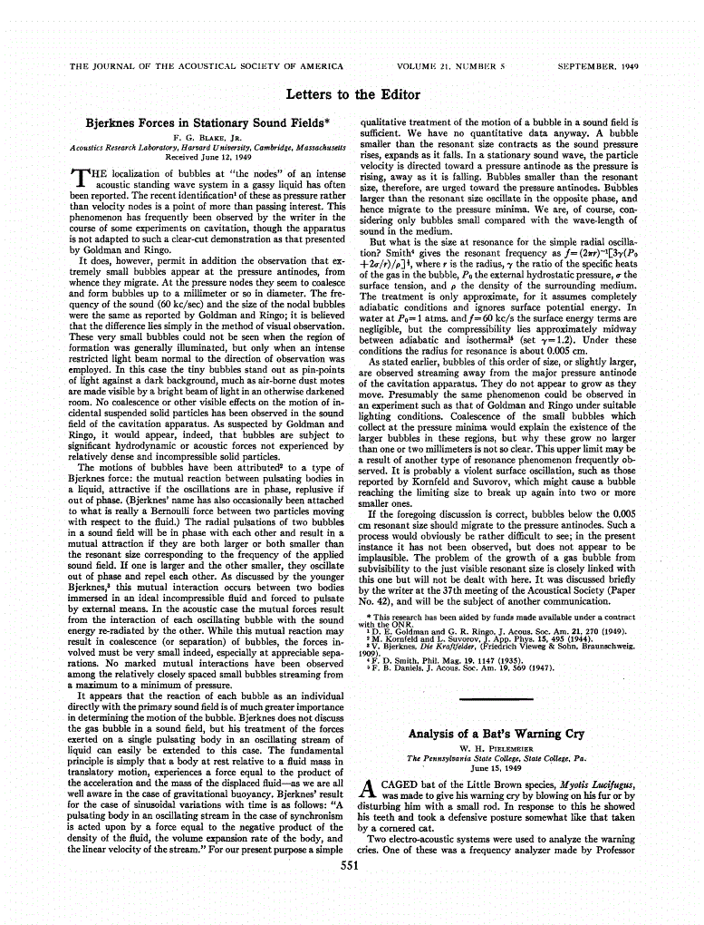 First page of Analysis of a Bat's Warning Cry