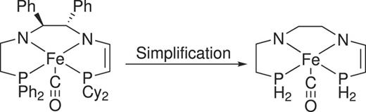 Original catalyst (left) reported in Ref. 38 and simplified (generic) catalyst structure considered in this work (right).