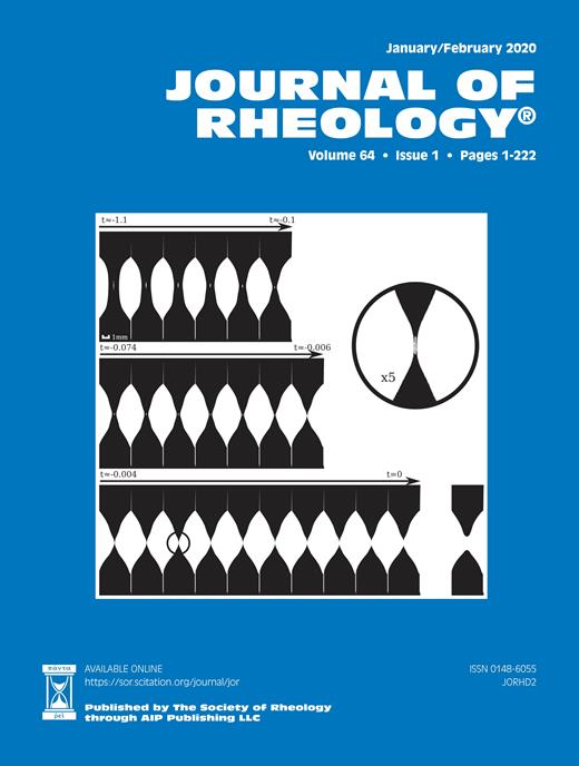 Journal of Rheology Cover Image for Volume 64, Issue 1