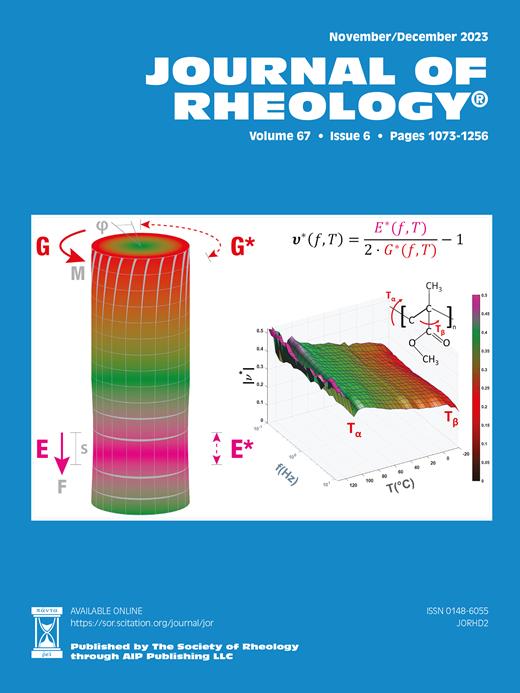 Journal of Rheology Cover Image for Volume 67, Issue 6
