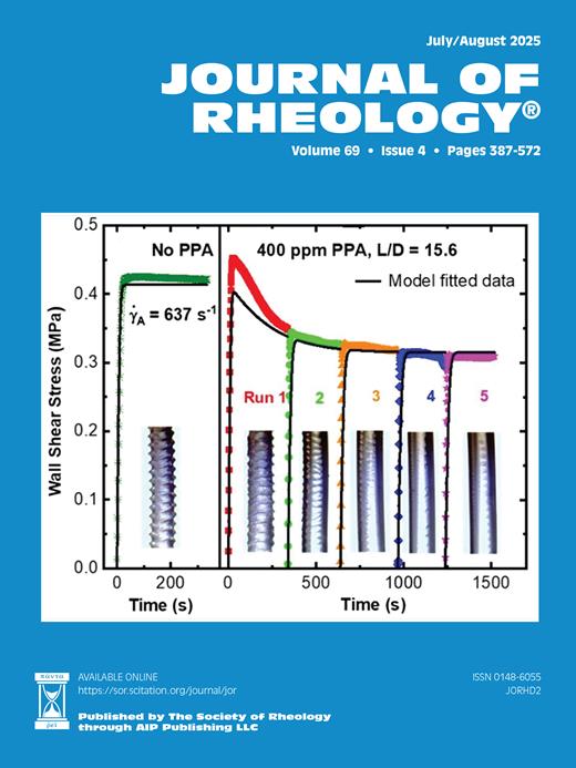 Journal of Rheology Cover Image for Volume 69, Issue 4