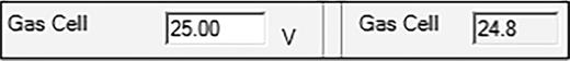 Argon gas ionization setting. The normal setting is 25 V.
