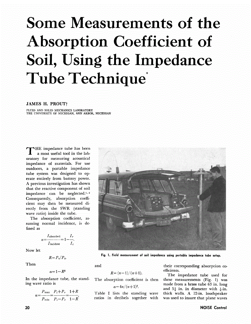 First page of Some Measurements of the Absorption Coefficient of Soil, Using the Impedance Tube Technique