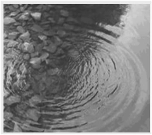 Waves on water, according to de Broglie’s hypothesis, are similar to ε(r) waves in doped diamond in the region of the introduction of a boron atom into the lattice (see Table I and Fig. 5).