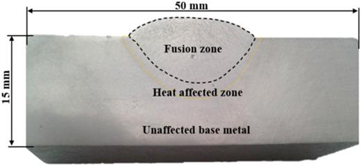 Weld bead of sample 19, which was welded with a 1-mm-thick coating of nanoparticles.