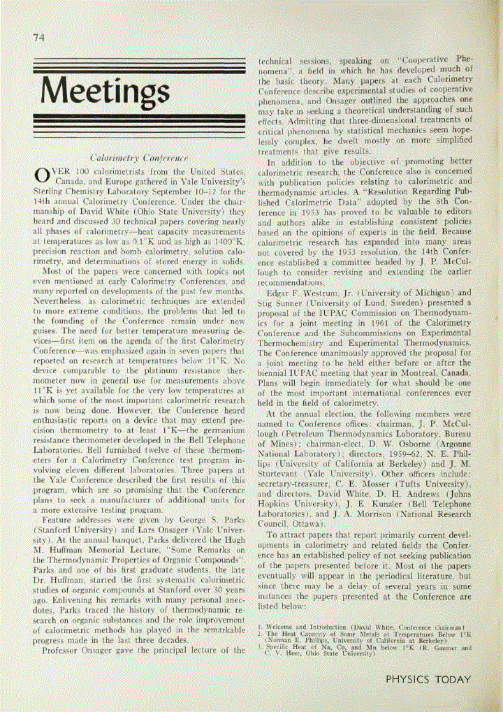 Calorimetry Conference Physics Today AIP Publishing