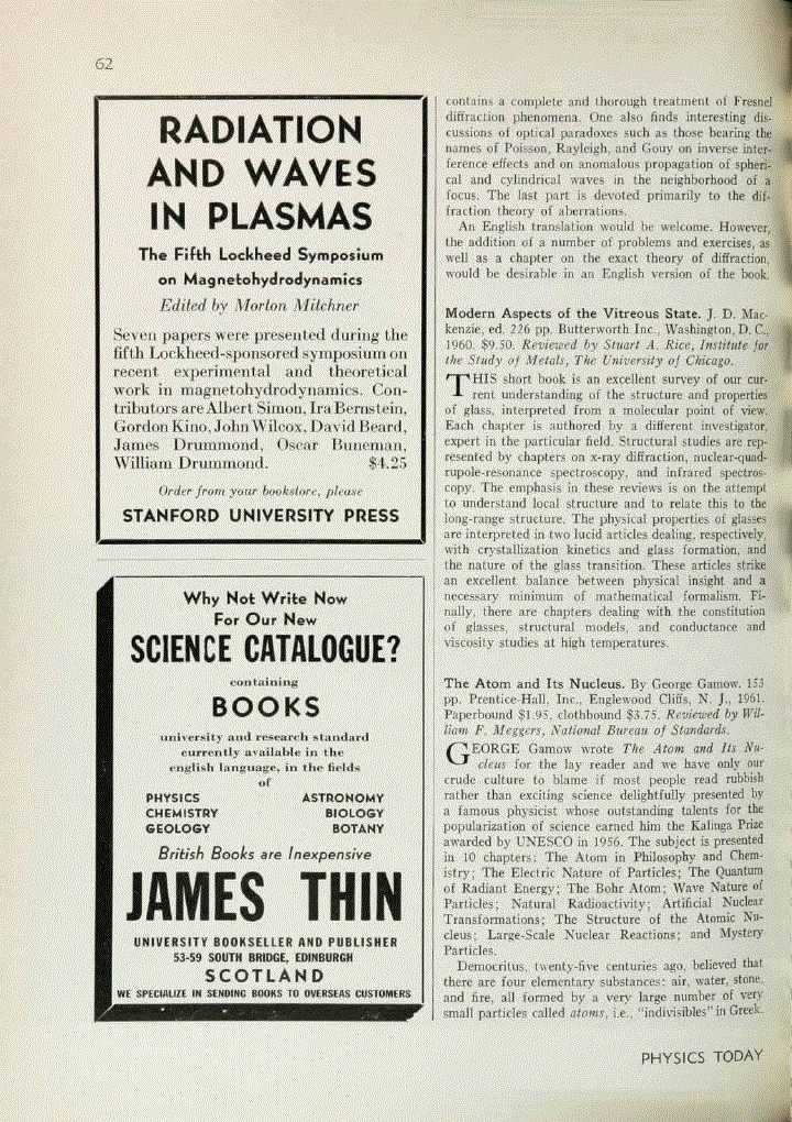 First page of <italic>Modern Aspects of the Vitreous State</italic>