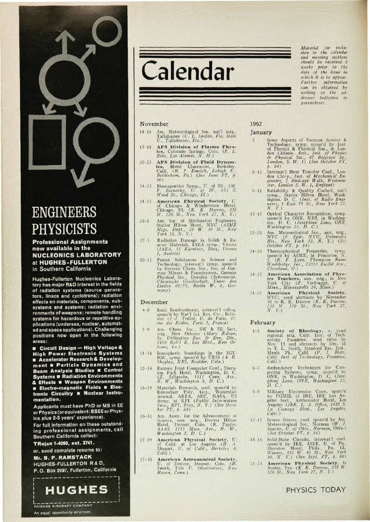 First page of Calendar