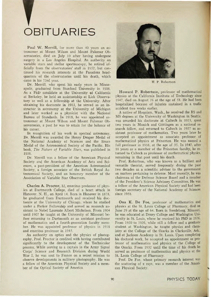 First page of Ona K. De Foe