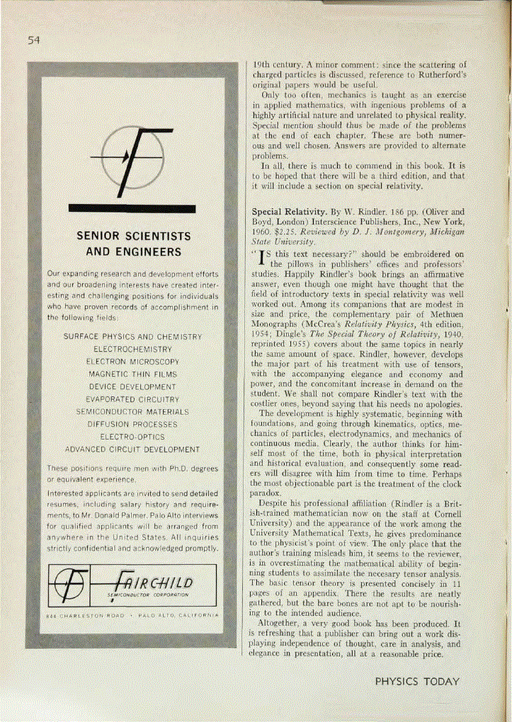 First page of <italic>Special Relativity</italic>