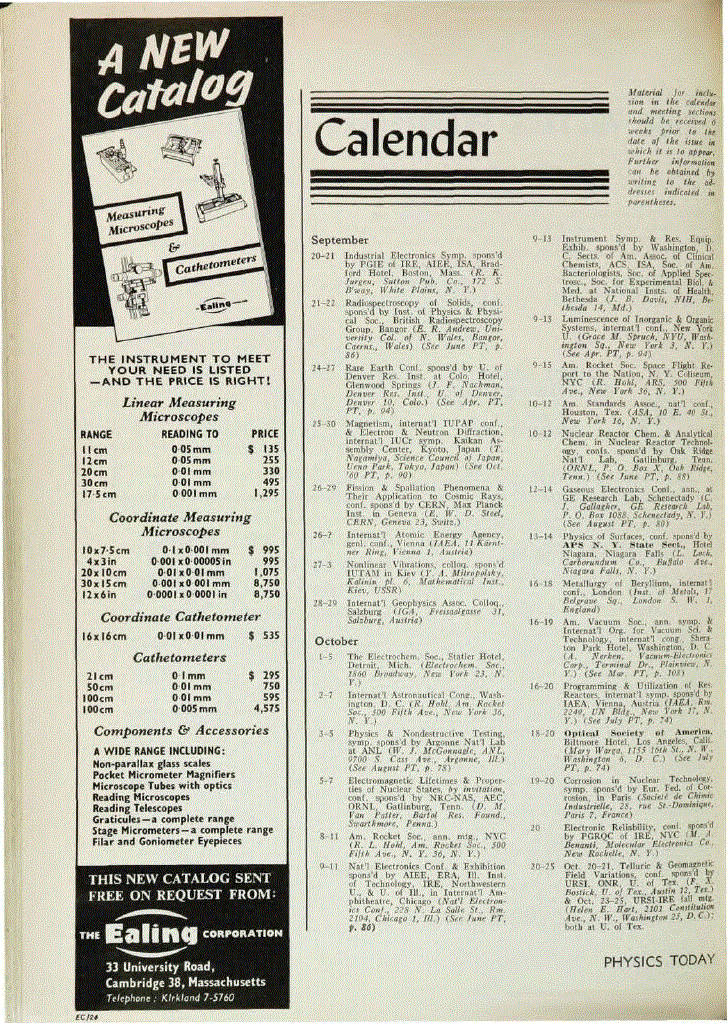 First page of Calendar