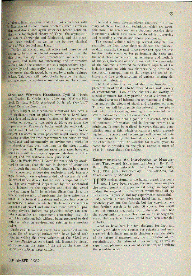 Shock and Vibration Handbook Physics Today AIP Publishing