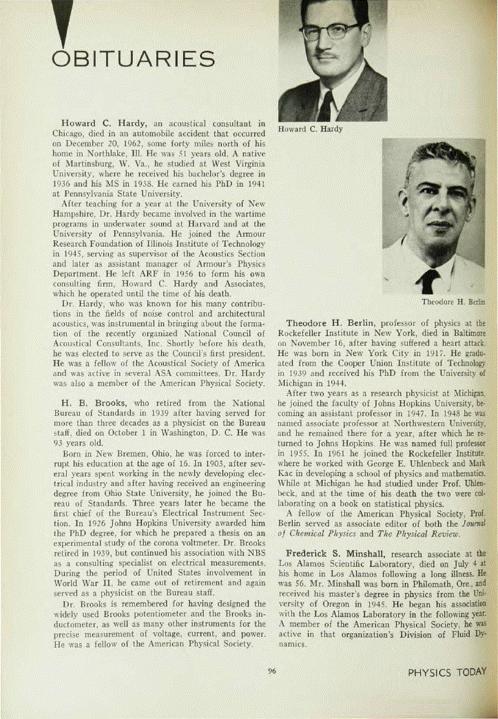 First page of Frederick S. Minshall