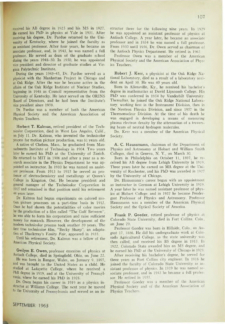 First page of Herbert T. Kalmus