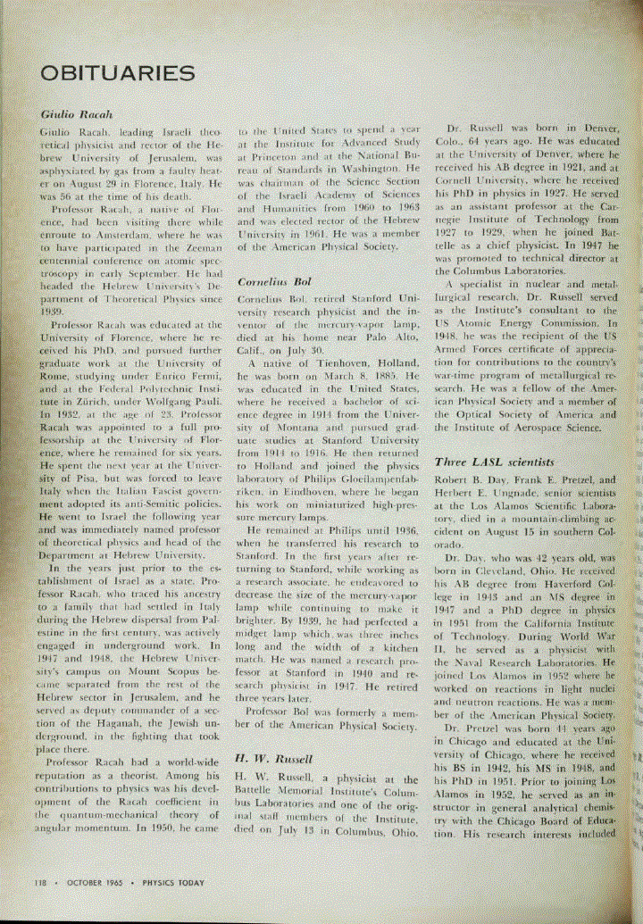 First page of Three LASL scientists: Robert B. Day, Frank E. Pretzel and Herbert E. Ungnade