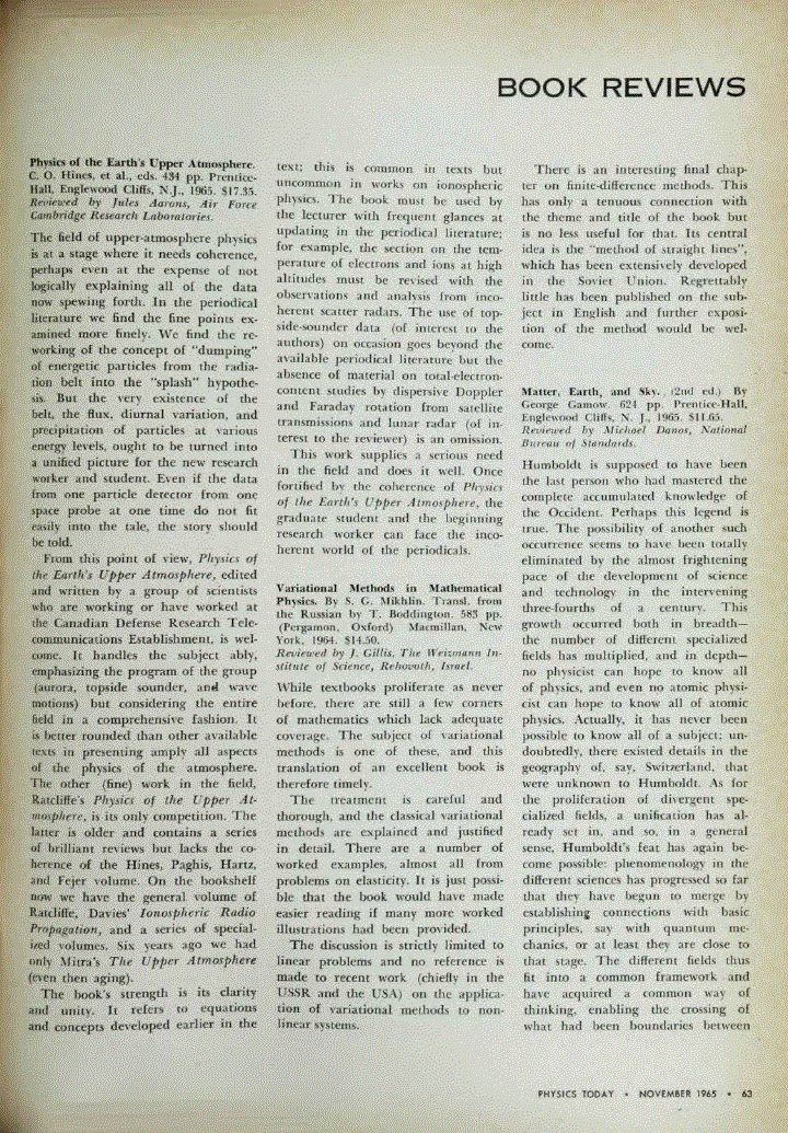First page of <italic>Physics of the Earth's Upper Atmosphere</italic>