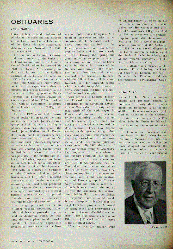 First page of Victor F. Hess