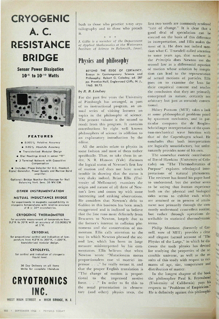First page of <italic>Beyond the Edge of Certainty: Essays in Contemporary Science and Philosophy</italic>