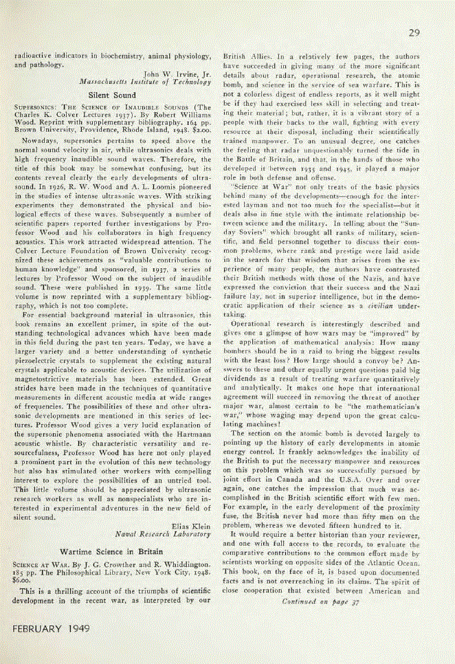 First page of <italic>Science at War</italic>