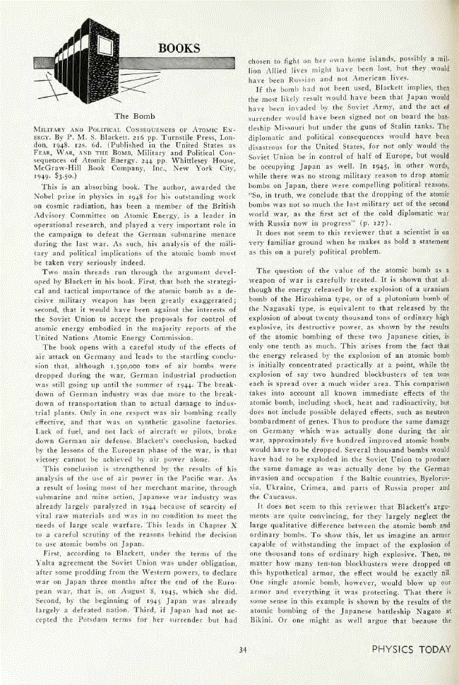 First page of <italic>Military and Political Consequences of Atomic Energy</italic>