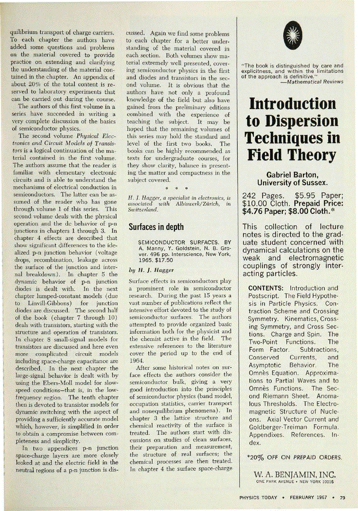 First page of <italic>Semiconductor Surfaces</italic>