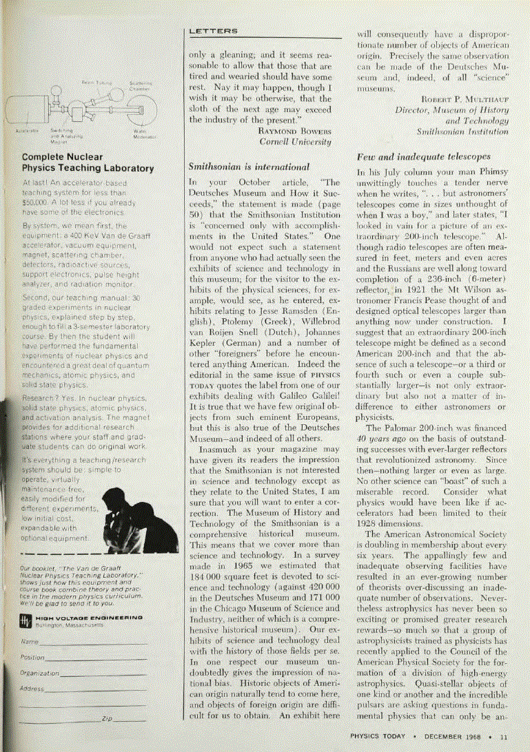 First page of Smithsonian is international