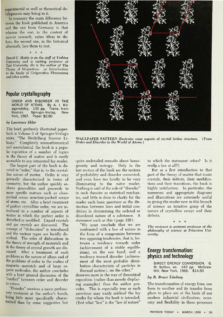 First page of <italic>Order and Disorder in the World of Atoms</italic>