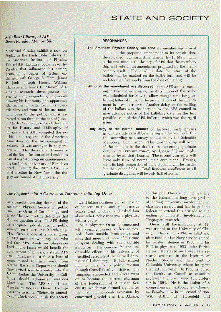 First page of Niels Bohr Library at AIP Shows Faraday Memorabilia