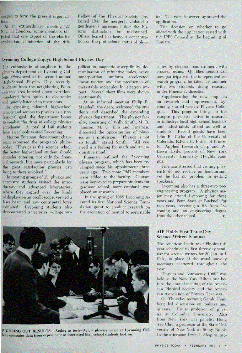 First page of AIP Holds First Three‐Day Science‐Writers Seminar