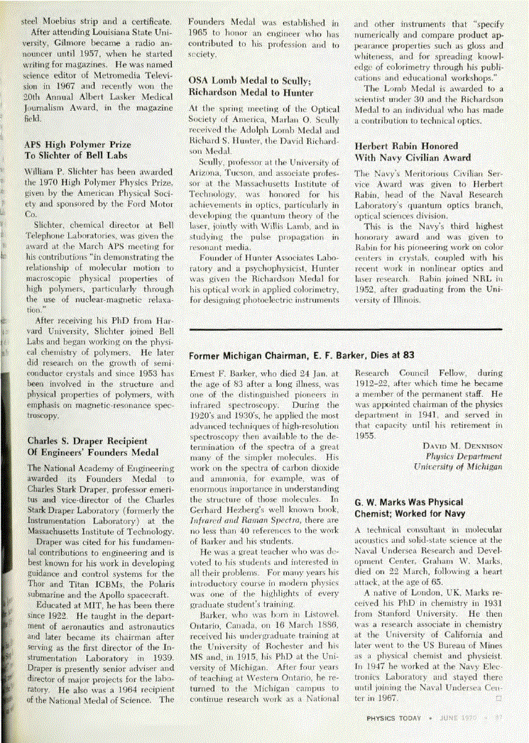 First page of G. W. Marks Was Physical Chemist; Worked for Navy