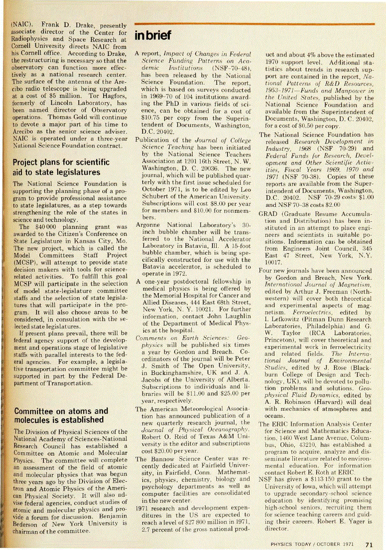First page of Committee on atoms and molecules is established