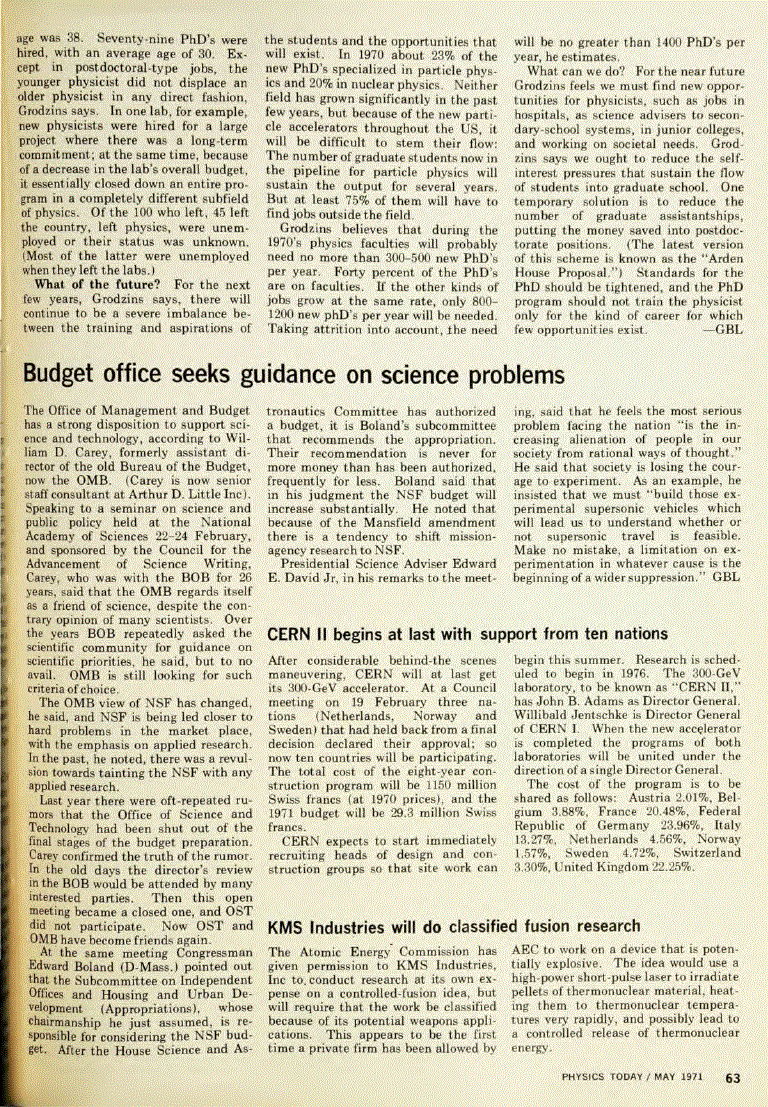 First page of Budget office seeks guidance on science problems