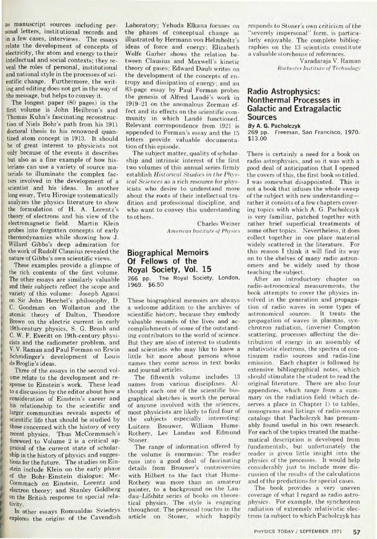 First page of <italic>Biographical Memoirs Of Fellows of the Royal Society, Vol. 15</italic>