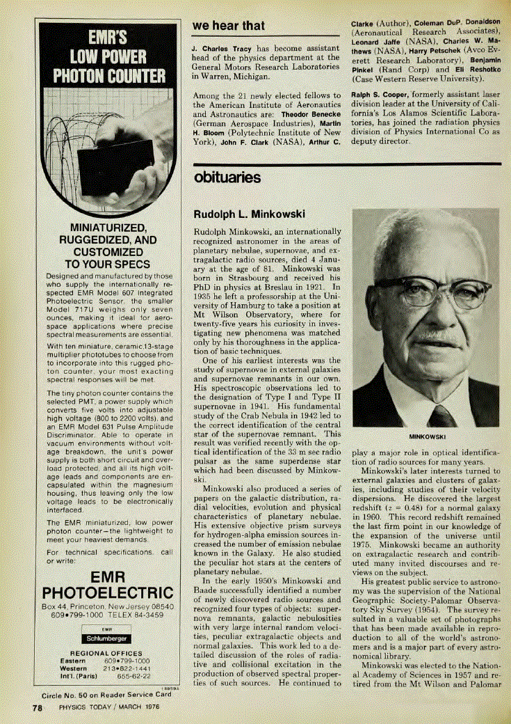 First page of Rudolph L. Minkowski
